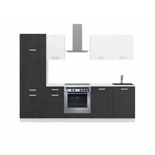 Bucatarie Toni 260 cm, Gri Matera/Alb