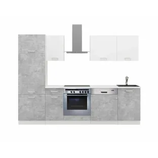 Bucatarie Toni 270 cm, Gri Beton/Alb