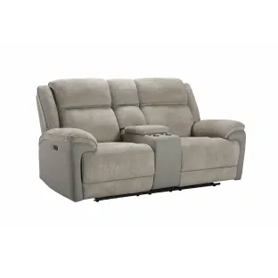 Canapea cu Recliner Electric si Bar, Orso 2RR, 197x98x104 cm, Stofa/Microfibra - Beige