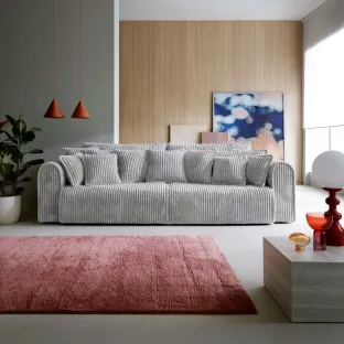Canapea Extensibila Big Buddy Extra Large, 302x130x92 cm, Suprafata Pentru Dormit - 182x244 cm, Stofa - Gri Deschis