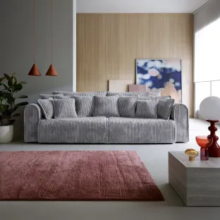 Canapea Extensibila Big Buddy Extra Large, 302x130x92 cm, Suprafata Pentru Dormit - 182x244 cm, Stofa - Gri Metalic