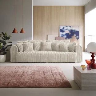Canapea Extensibila Big Buddy Extra Large, 302x130x92 cm, Suprafata Pentru Dormit - 182x244 cm, Stofa - Beige Deschis