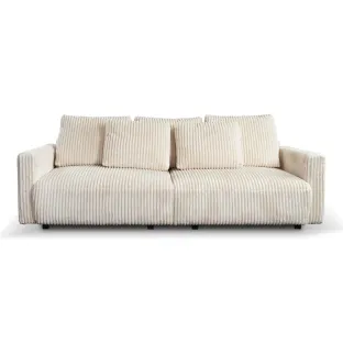 Canapea Extensibila Espania, 257x108x94 cm, Stofa Raiata, Crem