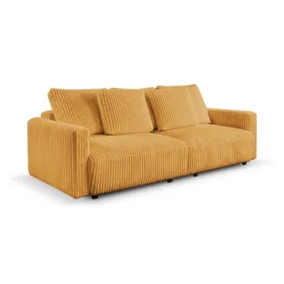 Canapea Extensibila Espania, 257x108x94 cm, Stofa Raiata, Curry