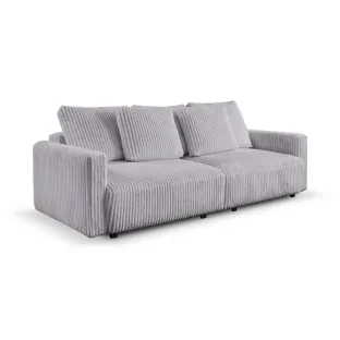 Canapea Extensibila Espania, 257x108x94 cm, Stofa Raiata, Gri Deschis