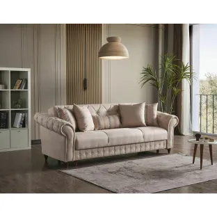 Canapea Extensibila Ibiza 3L, 238x85x91 cm, Stofa, Crem
