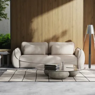 Canapea Extensibila Umea, 257x108x92 cm, Stofa, Beige