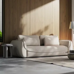 Canapea Extensibila Umea, 257x108x92 cm, Stofa, Beige