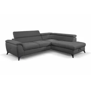 Coltar Extensibil Aldeia, 251.5x200x70/90 cm, Stofa - Gri Inchis