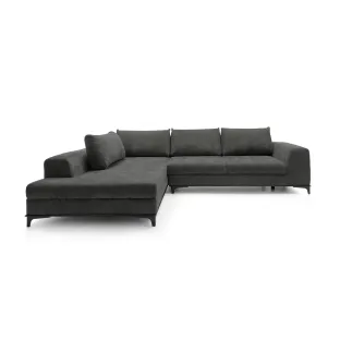 Coltar Extensibil Bologna, 314x211x72/85 cm, Stofa Nano 13, Gri Inchis