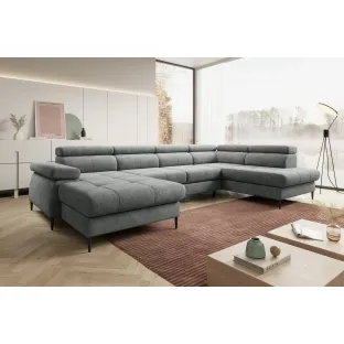 Coltar Extensibil Cordoba III,Forma U, 346x203x76-90 cm, Stofa, Gri-Verzui