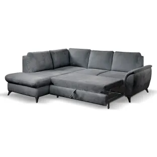 Coltar Extensibil Geneva, 244x202x88 cm, Stofa Aragon 90, Gri