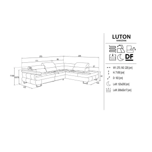 Coltar Extensibil Luton, 270x225x71-85 cm, Stofa Primo 96, Gri Inchis