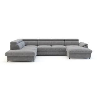 Coltar Extensibil Marola, Forma U, 348x180x238x75-91 cm, Stofa Gri