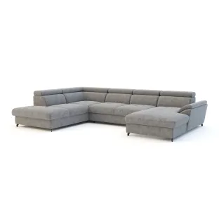 Coltar Extensibil Marola, Forma U, 348x180x238x75-91 cm, Stofa Gri