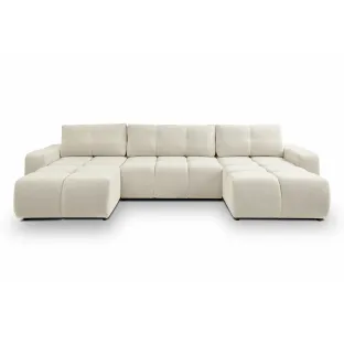 Coltar Extensibil Soho, Forma U,  359x177x88 cm, Stofa Curio 09, Crem