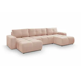 Coltar Extensibil Soho, Forma U,  359x177x88 cm, Stofa, Piersica