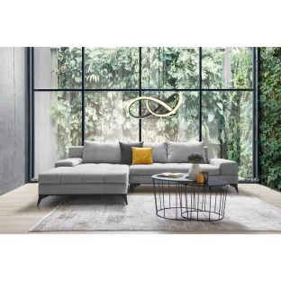 Coltar Extensibil Figaro, 315x212x78-87 h cm, Stofa, Gri Silver