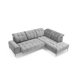 Coltar Grenada Cu Sezut Reglabil, Electronic, 281x226x89-107 cm, Stofa , Gri Deschis