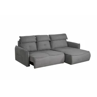 Coltar Modo Cu Sezut Glisant, Actionare Electrica, Sezlong Dreapta, 251x177x100 cm, Stofa Gri