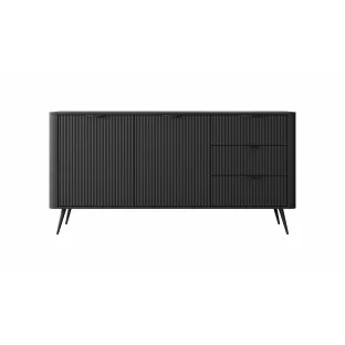 Comoda 2 Usi+3 Sertare, Lante 163-2D3S, 163.2x38x81.2 cm, MDF, Negru