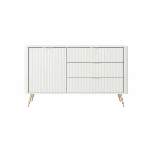 Comoda 3 Sertare + Usa, Lante 138-D3S, 138.2x38x81.2 cm, MDF, Alb