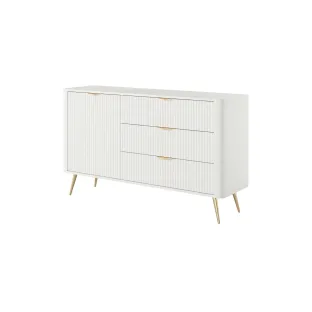 Comoda 3 Sertare + Usa, Lante 138-D3S, 138.2x38x81.2 cm, MDF, Alb