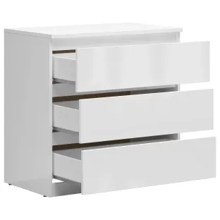 Comoda 3 Sertare Timber, 75x45x75.5 cm, Pal Melaminat, Alb Lucios