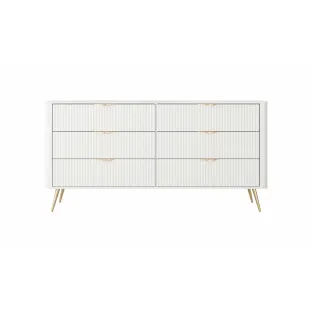 Comoda 6 Sertare, Lante 163-6S, 163.2x38x81.2 cm, MDF, Alb