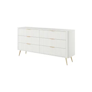 Comoda 6 Sertare, Lante 163-6S, 163.2x38x81.2 cm, MDF, Alb