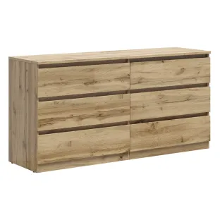 Comoda 6 Sertare Timber, 150x45x75.5 cm, Pal Melaminat,  Stejar Wotan