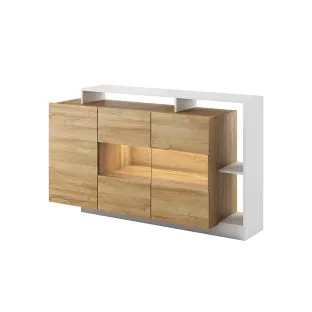  Comoda Alva, 155x40x93.5 cm, Alb/Stejar Gradson