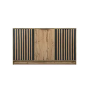 Comoda Bali LUX 3D, 138x41x82 cm, Stejar Wotan/Negru