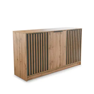 Comoda Bali LUX 3D, 138x41x82 cm, Stejar Wotan/Negru