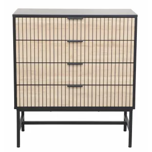 Comoda Coorg, 4 Sertare, 80x40x89.5 h cm, Metal/Pal Melaminat, Negru/Stejar