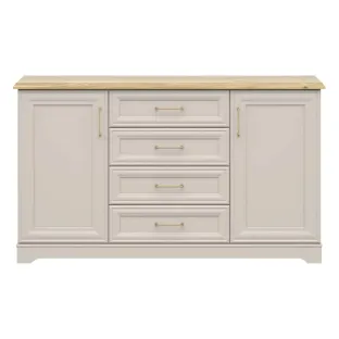Comoda Flandra cu 2 Usi + 4 Sertare, 154x44x89.5 h cm, Pal Melaminat/MDF, Casmir/Stejar Mauvella