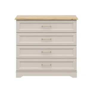 Comoda Flandra cu 4 Sertare, 94x44x89.5 h cm, Pal Melaminat/MDF, Casmir/Stejar Mauvella