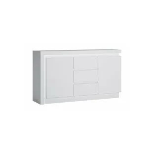 Comoda Lyon LYOK01 2 Usi + 3 Sertare, 157.7x42x89.1 h cm, Pal Melaminat, Alb Alpin/Alb Lucios