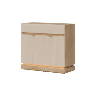 Comoda Milton 2 Usi ML02, 95x40.5x88 h cm, Pal Melaminat/MDF, Stejar Cremona/Casmir