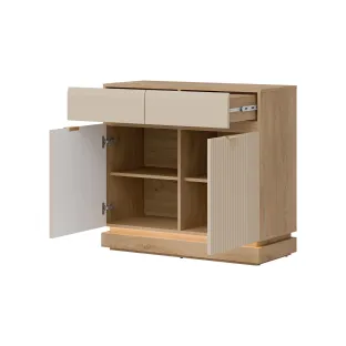 Comoda Milton 2 Usi ML02, 95x40.5x88 h cm, Pal Melaminat/MDF, Stejar Cremona/Casmir