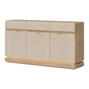 Comoda Milton 3 Usi+3 Sertare ML03, 163.5x40.5x88 h cm, Pal Melaminat/MDF, Stejar Cremona/Casmir