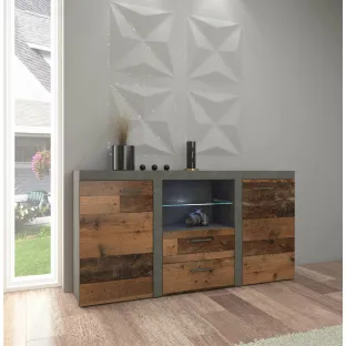 Comoda Rumba 2F 2S, 156x40x82 cm, Pal Melaminat, Matera/OldWood, OLDMAT20