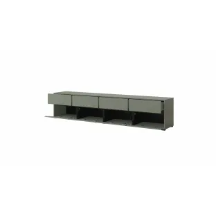 Comoda TV 4 Usi Rabatabile + 4 Sertare, Cross,  225x40x48 cm, Pal Melaminat, Verde Pin
