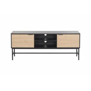 Comoda  TV Coorg, 2 Usi, 150x40x60 h cm, Metal/Pal Melaminat, Negru/Stejar