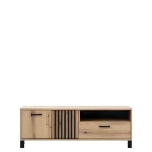 Comoda TV Noel NE01, 148x39x52.5 cm, Stejar Evoke/Negru