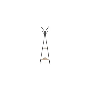 Cuier Hol Tip Pom - Calci - 49x49x181 cm, Metal, Negru/Natur