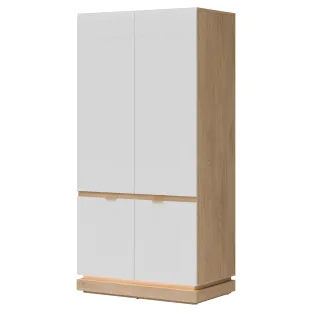 Dulap 2 Usi Milton ML08, 95x55.5x193.5 h cm, Pal Melaminat/MDF,  Stejar Cremona/Alb Mat