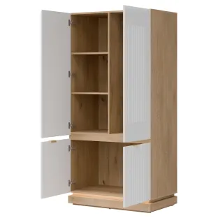 Dulap 2 Usi Milton ML08, 95x55.5x193.5 h cm, Pal Melaminat/MDF,  Stejar Cremona/Alb Mat