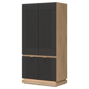 Dulap 2 Usi Milton ML08, 95x55.5x193.5 h cm, Pal Melaminat/MDF, Stejar Cremona/Antracit