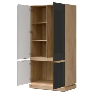 Dulap 2 Usi Milton ML08, 95x55.5x193.5 h cm, Pal Melaminat/MDF, Stejar Cremona/Antracit